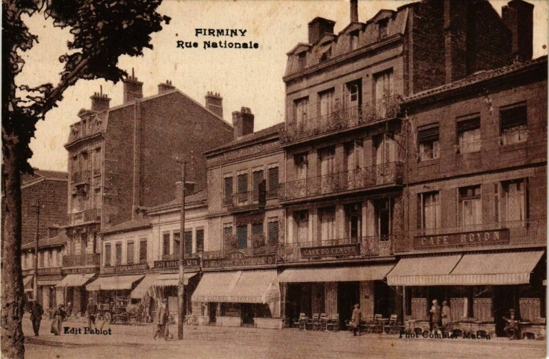 Carte postale ancienne Firminy- Rue Nationale France à Firminy