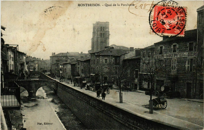 Carte postale ancienne Montbrison- Quai de la Porcherie France à Montbrison
