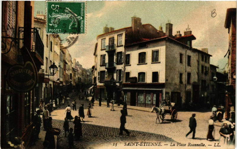 Carte postale ancienne Saint Etienne- La Place Roannelle France à Saint-Étienne