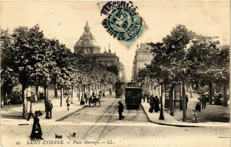 Carte postale ancienne Saint Etienne- Place Marengo France à Saint-Étienne