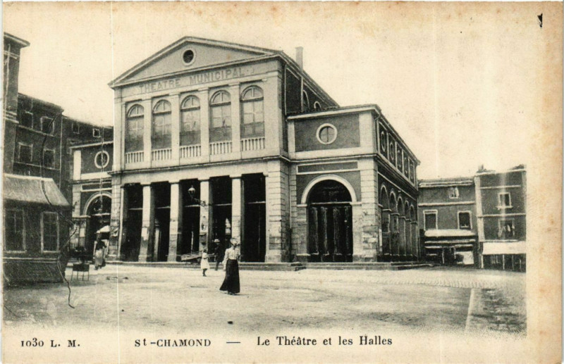 Carte postale ancienne Saint Chamond- Le Theatre et les Halles France à Saint-Chamond