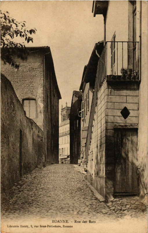 Carte postale ancienne Roanne- Rue des Rats France à Roanne