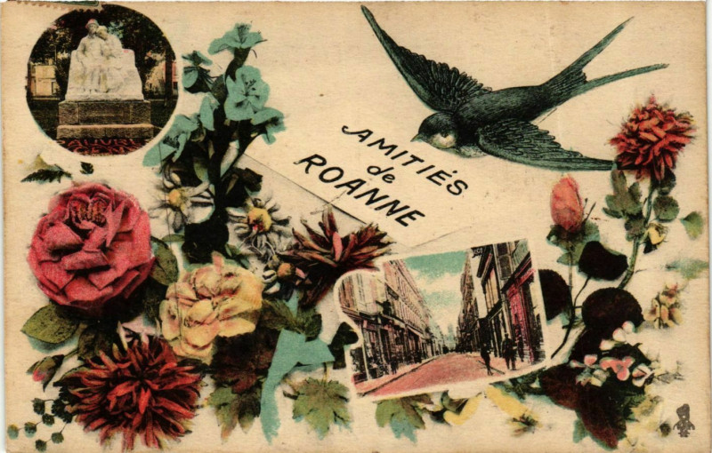 Carte postale ancienne Roanne- souvenir France à Roanne