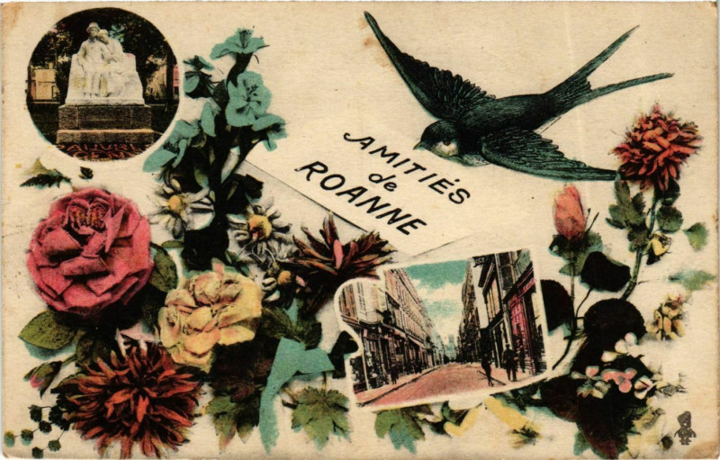 Carte postale ancienne Roanne- souvenir France à Roanne