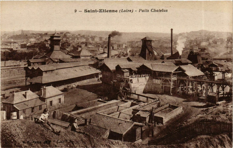 Carte postale ancienne Saint Etienne- Puits Chatelus France à Châtelus