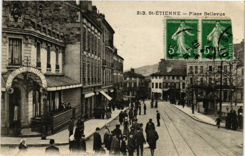 Carte postale ancienne Saint Etienne- Place Bellevue France à Saint-Étienne