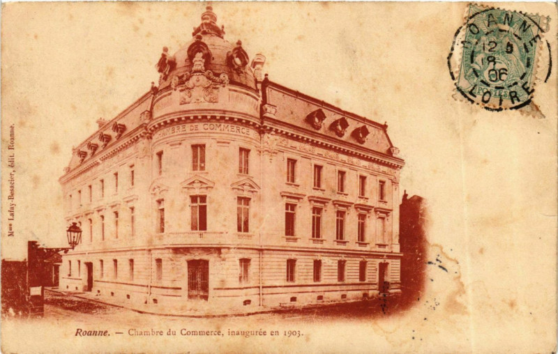Carte postale ancienne Roanne- Chambre du Commerce France à Roanne