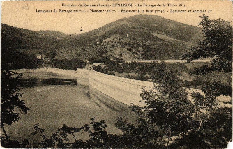 Carte postale ancienne Renaison- Le Barrage de la Tache à Renaison