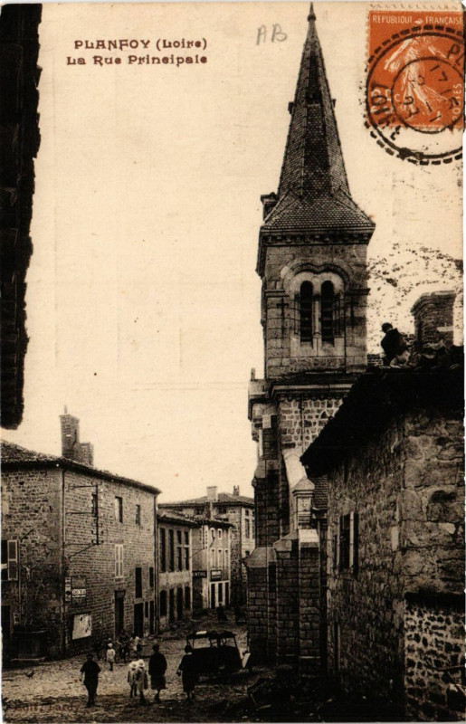 Carte postale ancienne Planfoy- La Rue Principale à Planfoy
