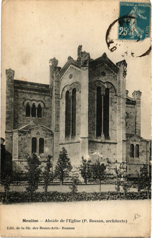 Carte postale ancienne Neulisse- Abside de l'Eglise