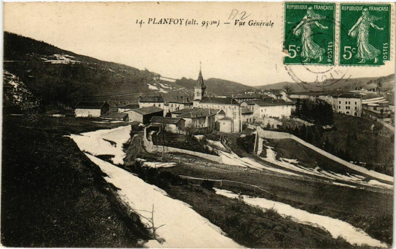 Carte postale ancienne Planfoy- Vue generale à Planfoy