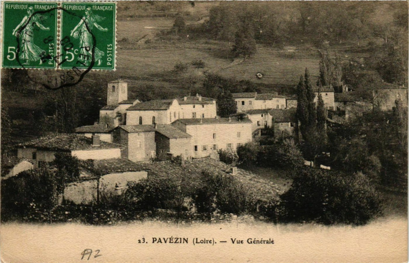 Carte postale ancienne Pavezin- Vue generale à Pavezin