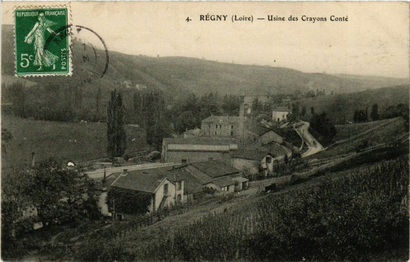 Carte postale ancienne Regny- Usine des Crayons Conte à Régny