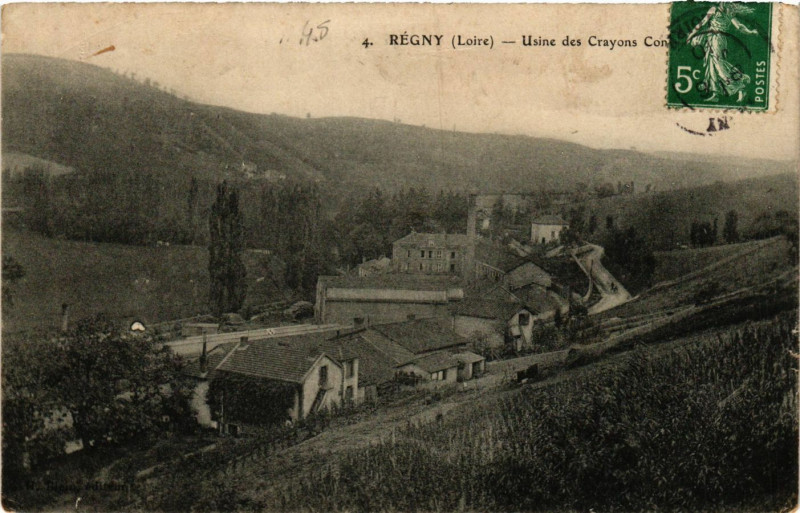 Carte postale ancienne Regny- Usine des Crayons Conte à Régny
