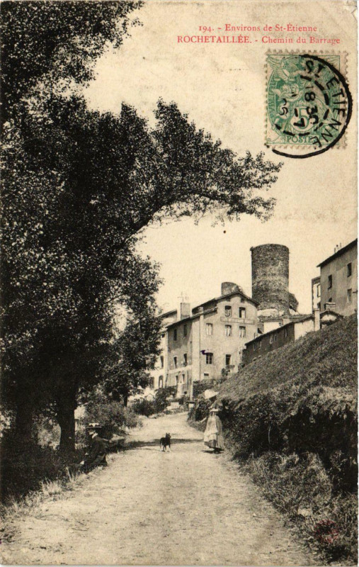 Carte postale ancienne Rochetaillee- Chemin du Barrage à Roche