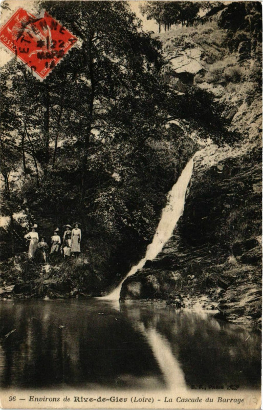 Carte postale ancienne Env.de Rive de Gier- La Cascade du Barrage à Rive-de-Gier