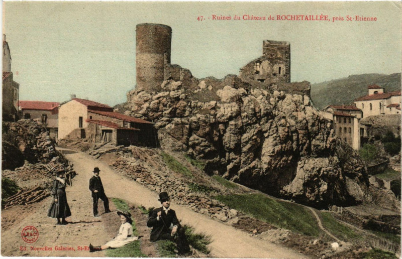 Carte postale ancienne Rochetaillee- Ruines du Chateau à Roche