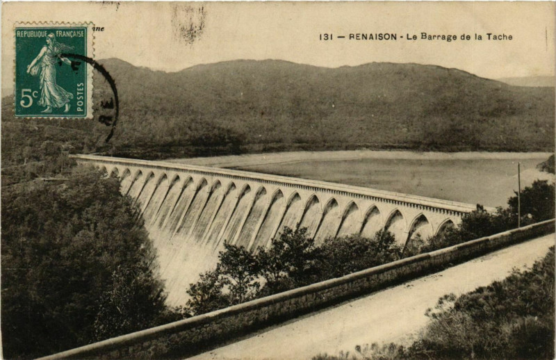 Carte postale ancienne Renaison- Le Barrage de la Tache à Renaison