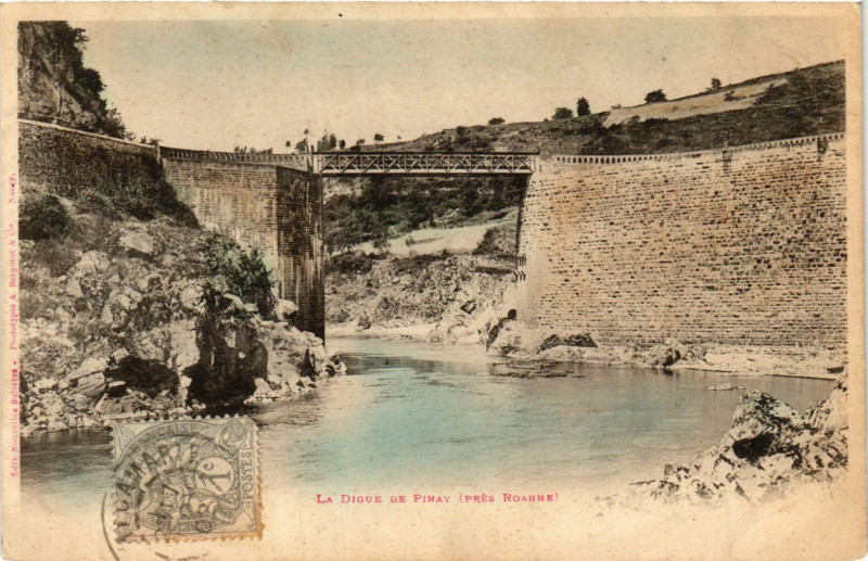 Carte postale ancienne La Digue de Pinay à Pinay