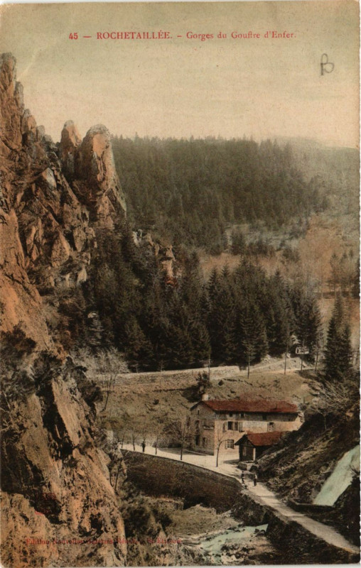 Carte postale ancienne Rochetaillee- Gorges du Gouffre d'Enfer à Roche