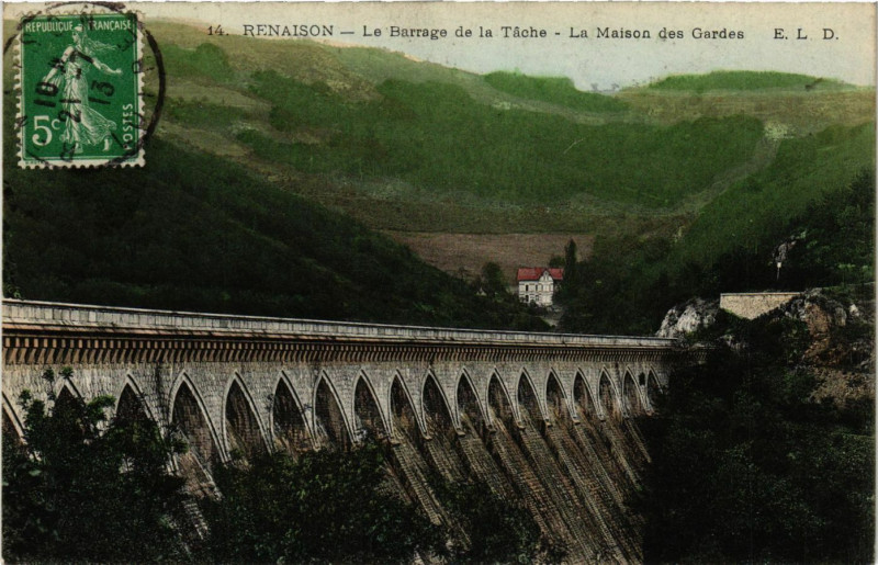 Carte postale ancienne Renaison- Le Barrage de la Tache à Renaison