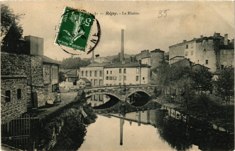 Carte postale ancienne Regny- Le Rheins à Régny