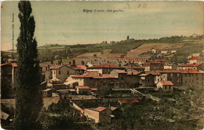 Carte postale ancienne Regny- cote gauche à Régny