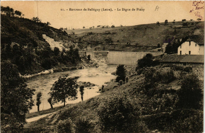 Carte postale ancienne La Digue de Pinay à Pinay