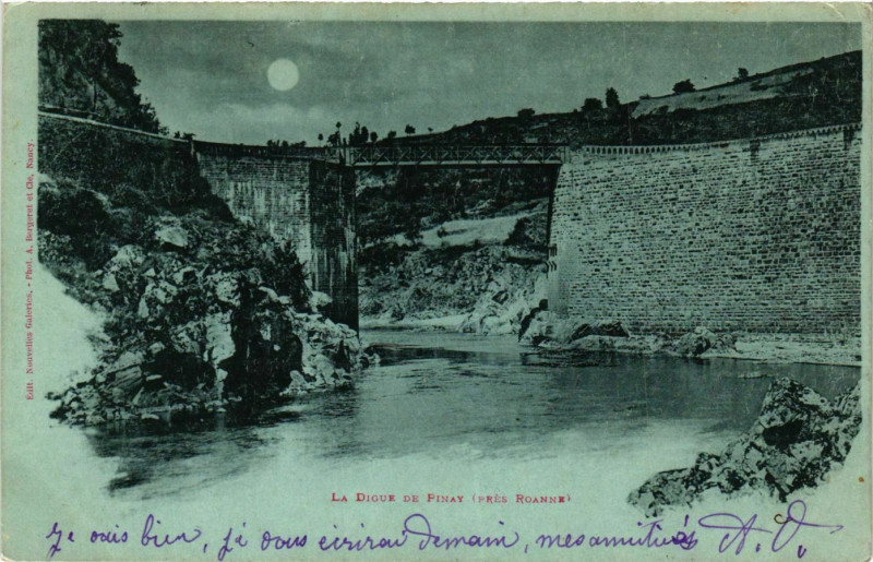Carte postale ancienne La Digue de Pinay à Pinay