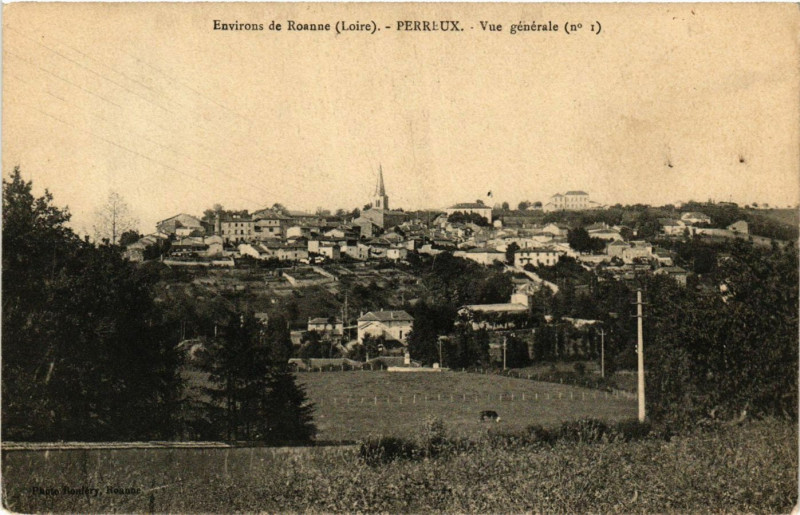 Carte postale ancienne Perreux- vue generale à Perreux