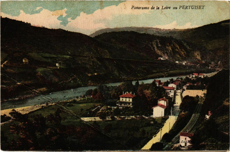 Carte postale ancienne Panorama de la Loire au Pertuiset