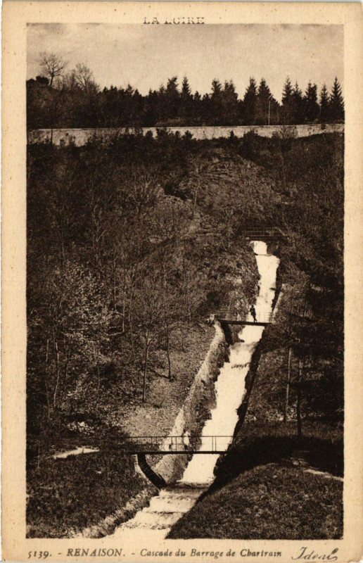 Carte postale ancienne Renaison- Cascade du Barrage de Charirain à Renaison
