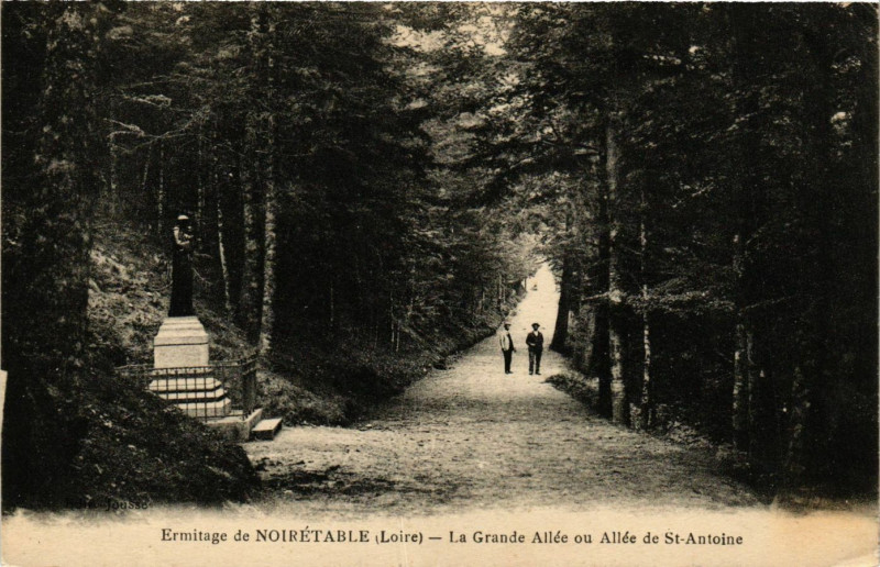 Carte postale ancienne Noiretable- La Grande Allee ou Allee de St Antoine à Noirétable