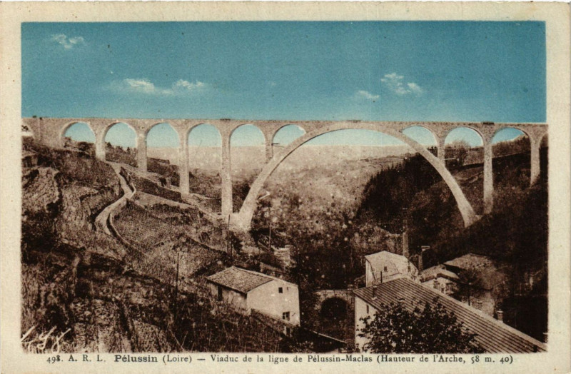 Carte postale ancienne Pelussin- Viaduc de la Ligne Pelussin a Maclas à Pélussin