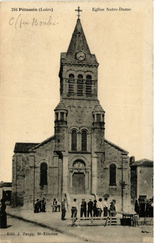 Carte postale ancienne Pelussin- Eglise Notre Dame à Pélussin