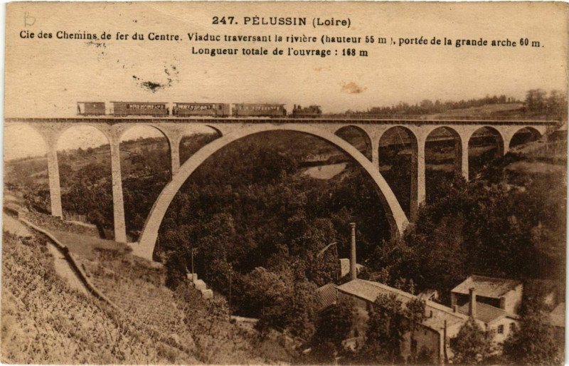 Carte postale ancienne Pelussin- Cie des Chemins de fer du Centre, à Pélussin