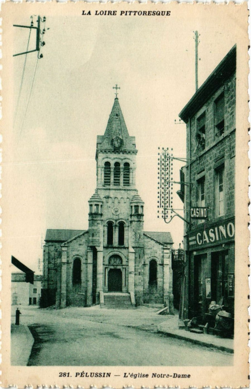 Carte postale ancienne Pelussin- Eglise Notre Dame à Pélussin