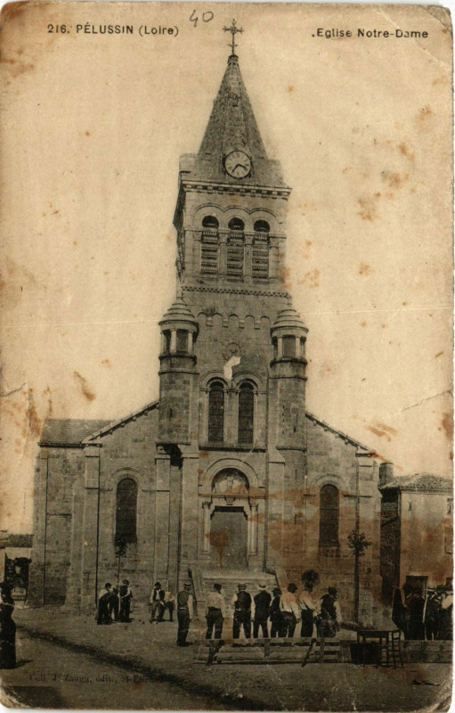 Carte postale ancienne Pelussin- Eglise Notre Dame à Pélussin