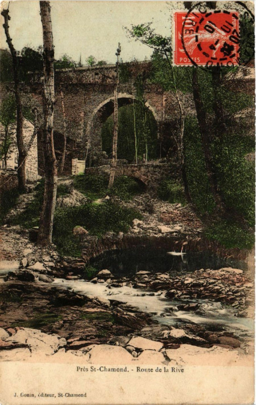 Carte postale ancienne Pres Saint-Chamond - Route de la Rive à Saint-Chamond