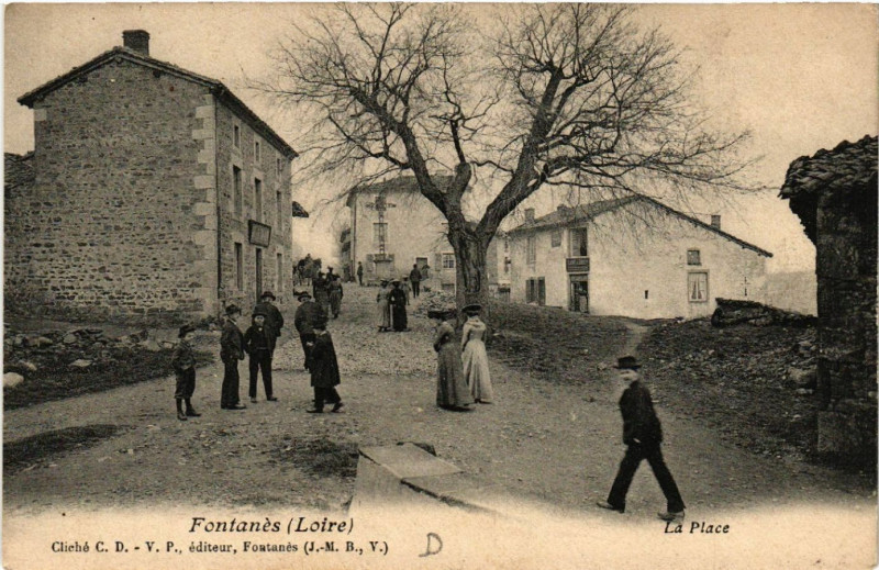 Carte postale ancienne Fontanes - La Place à Fontanès
