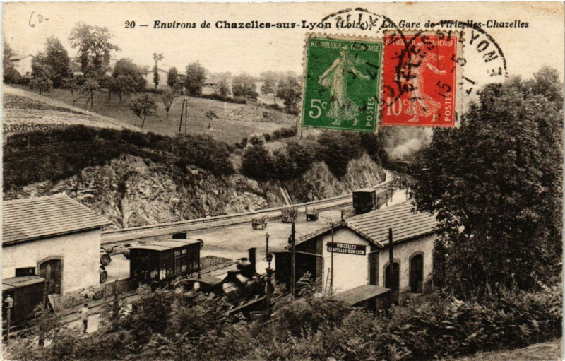 Carte postale ancienne Environs de Chazelles-sur-Lyon - La Gare de Viricelles-.. à Chazelles-sur-Lyon