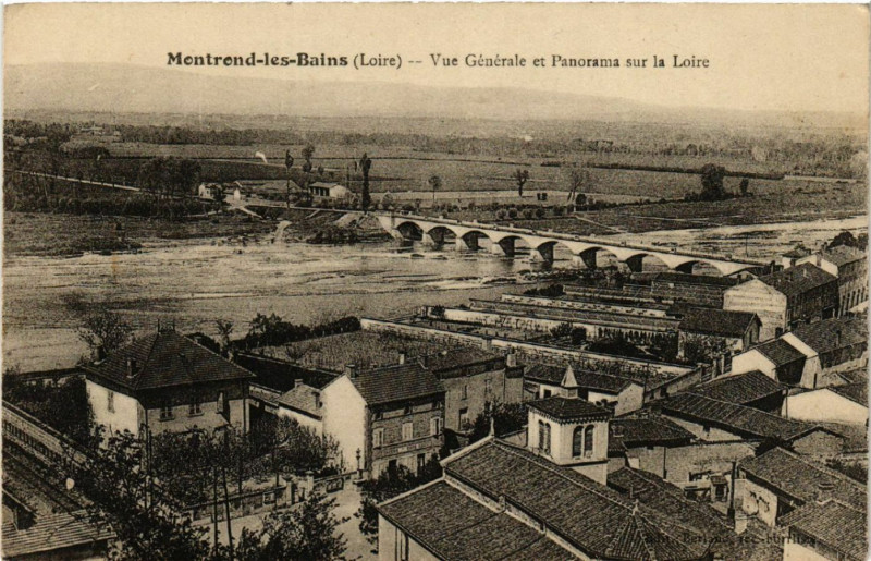 Carte postale ancienne Montrond-les-Bains - Vue générale et Panorama sur la Loire à Montrond-les-Bains