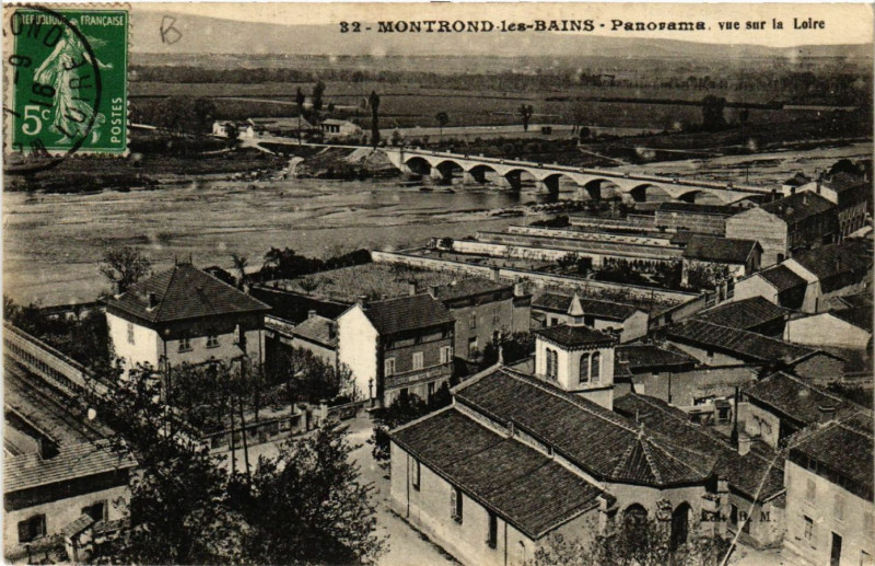 Carte postale ancienne Montrond-les-Bains - Panorama - Vue sur la Loire à Montrond-les-Bains