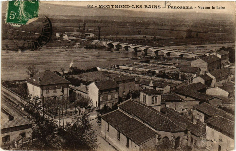 Carte postale ancienne Montrond-les-Bains - Panorama - Vue sur la Loire à Montrond-les-Bains