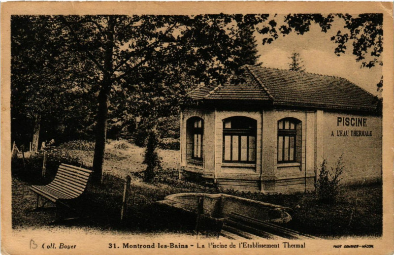 Carte postale ancienne Montrond-les-Bains - La Piscine de l'Etablissement Thermal à Montrond-les-Bains