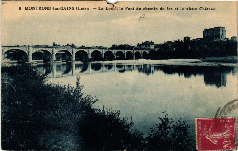 Carte postale ancienne Montrond-les-Bains - La Loire - Le Pont du chemin de fer à Montrond-les-Bains