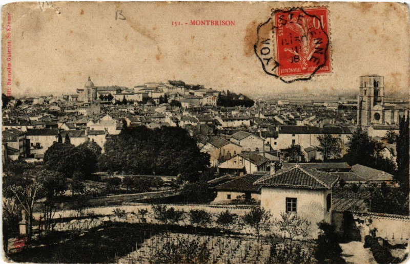 Carte postale ancienne Montbrison - Vue générale à Montbrison