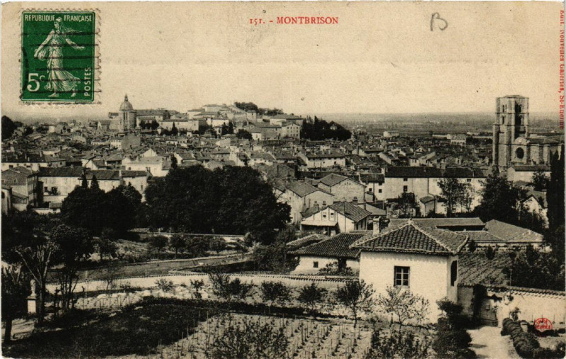 Carte postale ancienne Montbrison - Vue générale à Montbrison