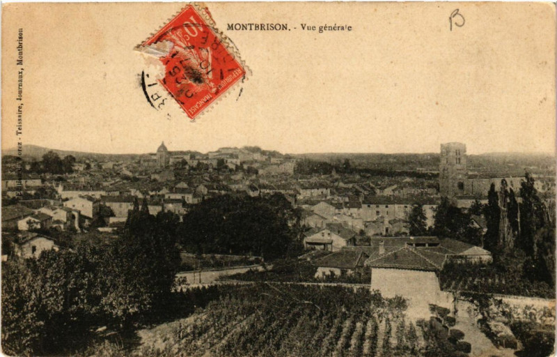 Carte postale ancienne Montbrison - Vue générale à Montbrison