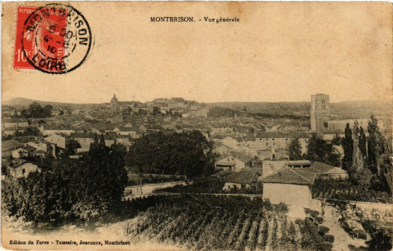Carte postale ancienne Montbrison - Vue générale à Montbrison